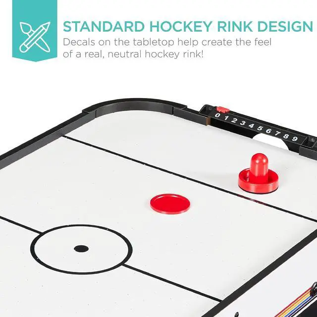 Alt view image 6 of 7 - Portable Tabletop Air Hockey Table for Game Room w/ 100V Motor, Electric Fan, 2 Strikers, 2 Pucks