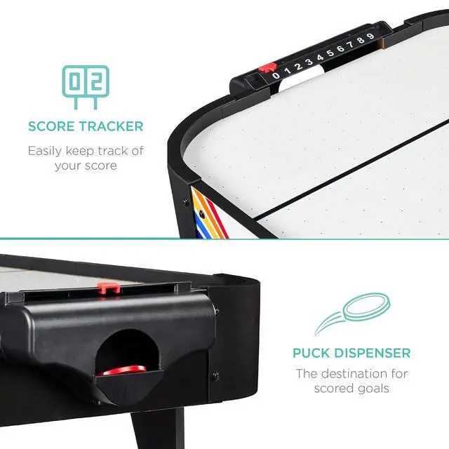 Alt view image 5 of 7 - Portable Tabletop Air Hockey Table for Game Room w/ 100V Motor, Electric Fan, 2 Strikers, 2 Pucks