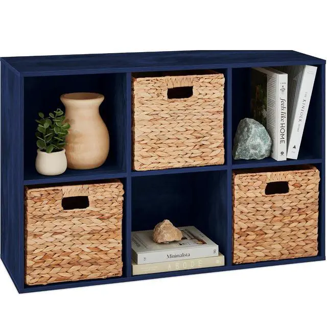 Main image of Best Choice Products Kids Bookcase 6-Cube Storage Organizer, 11in Shelf Opening, Bookshelf, Toy Storage, Customizable w/ 3 Removable Back Panels Navy