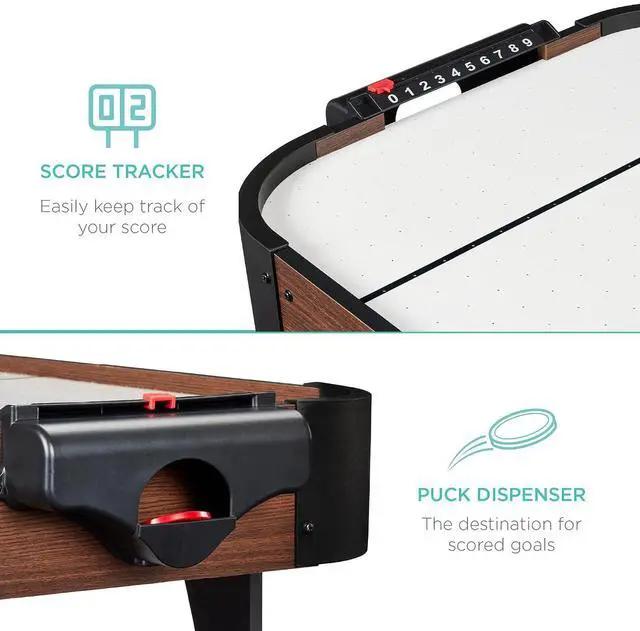 Alt view image 5 of 7 - Portable Tabletop Air Hockey Table for Game Room w/ 100V Motor, Electric Fan, 2 Strikers, 2 Pucks