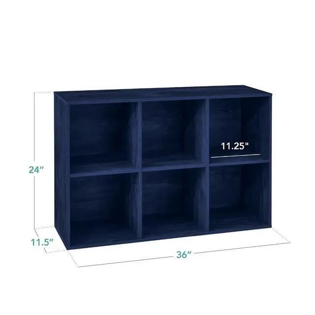 Alt view image 2 of 7 - Best Choice Products Kids Bookcase 6-Cube Storage Organizer, 11in Shelf Opening, Bookshelf, Toy Storage, Customizable w/ 3 Removable Back Panels Navy