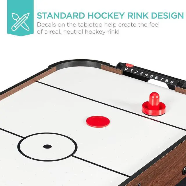 Alt view image 6 of 7 - Portable Tabletop Air Hockey Table for Game Room w/ 100V Motor, Electric Fan, 2 Strikers, 2 Pucks
