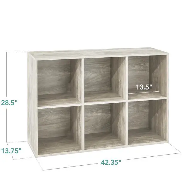 Alt view image 2 of 7 - Best Choice Products 6-Cube Storage Organizer, 13.5in Shelf Opening, Bookcase, Display Shelf, Customizable w/ 3 Removable Back Panels Whitewash
