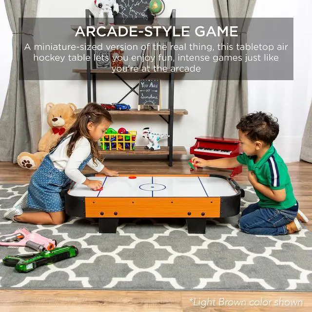 Alt view image 2 of 7 - Portable Tabletop Air Hockey Table for Game Room w/ 100V Motor, Electric Fan, 2 Strikers, 2 Pucks