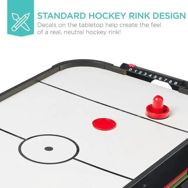Alt view image 6 of 7 - Portable Tabletop Air Hockey Table for Game Room w/ 100V Motor, Electric Fan, 2 Strikers, 2 Pucks