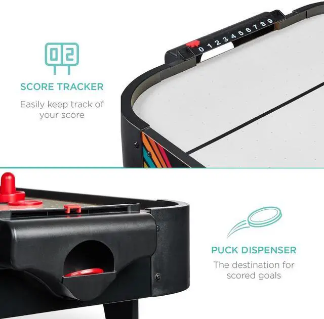 Alt view image 5 of 7 - Portable Tabletop Air Hockey Table for Game Room w/ 100V Motor, Electric Fan, 2 Strikers, 2 Pucks