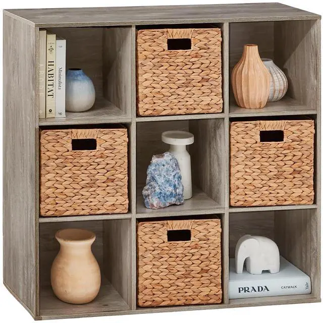 Main image of Best Choice Products 9-Cube Storage Organizer, 11in Shelf Opening, Bookcase, Display Shelf, Customizable w/ 3 Removable Back Panels - Greige