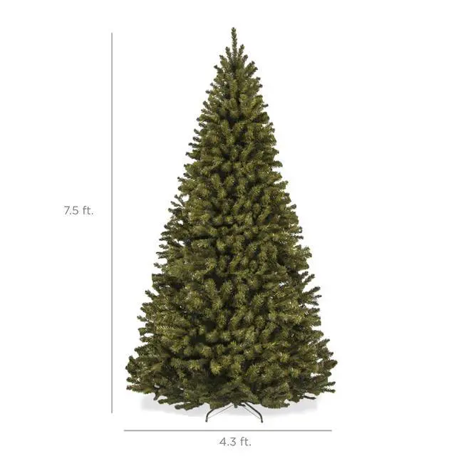 Alt view image 2 of 7 - Artificial Christmas Tree, 7.5ft Premium Unlit Realistic Spruce Holiday Décor w/Dense Branches, Easy Assembly, Metal Base
