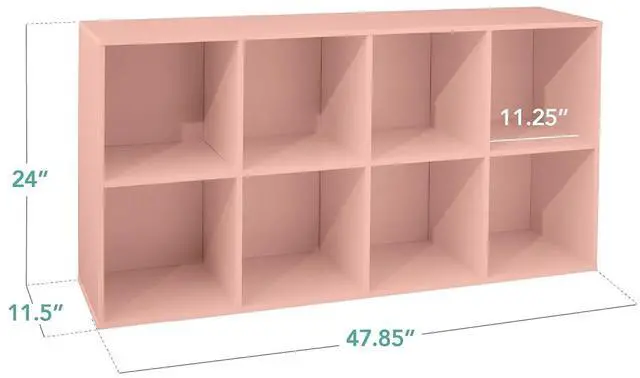 Alt view image 2 of 7 - Best Choice Products Kids Bookcase 8-Cube Storage Organizer, 11in Shelf Opening, Bookshelf, Toy Storage, Customizable w/ 3 Removable Back Panels Light Pink