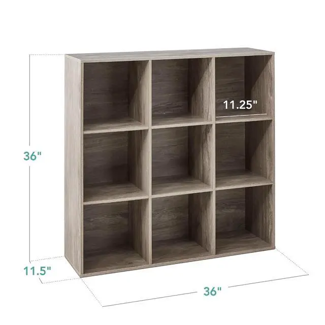 Alt view image 3 of 7 - Best Choice Products 9-Cube Storage Organizer, 11in Shelf Opening, Bookcase, Display Shelf, Customizable w/ 3 Removable Back Panels - Greige