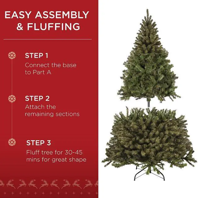 Alt view image 5 of 7 - Artificial Christmas Tree, 4.5ft Premium Unlit Realistic Spruce Holiday Décor w/Dense Branches, Easy Assembly, Metal Base - Green Spruce