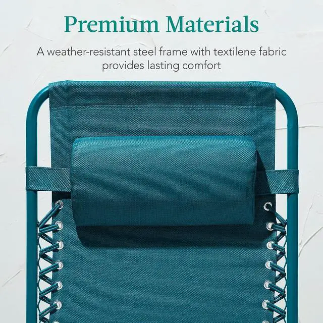 Alt view image 6 of 7 - Adjustable Zero Gravity Chair, Monochromatic Color Folding Patio Recliner w/Side Tray, Headrest - Peacock