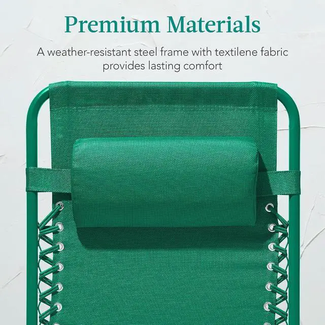 Alt view image 6 of 7 - Adjustable Zero Gravity Chair, Monochromatic Color Folding Patio Recliner w/Side Tray, Headrest - Emerald