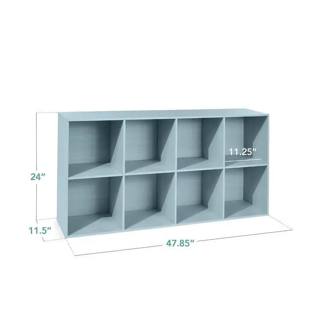 Alt view image 2 of 7 - Best Choice Products Kids Bookcase 8-Cube Storage Organizer, 11in Shelf Opening, Bookshelf, Toy Storage, Customizable w/ 3 Removable Back Panels Light Blue