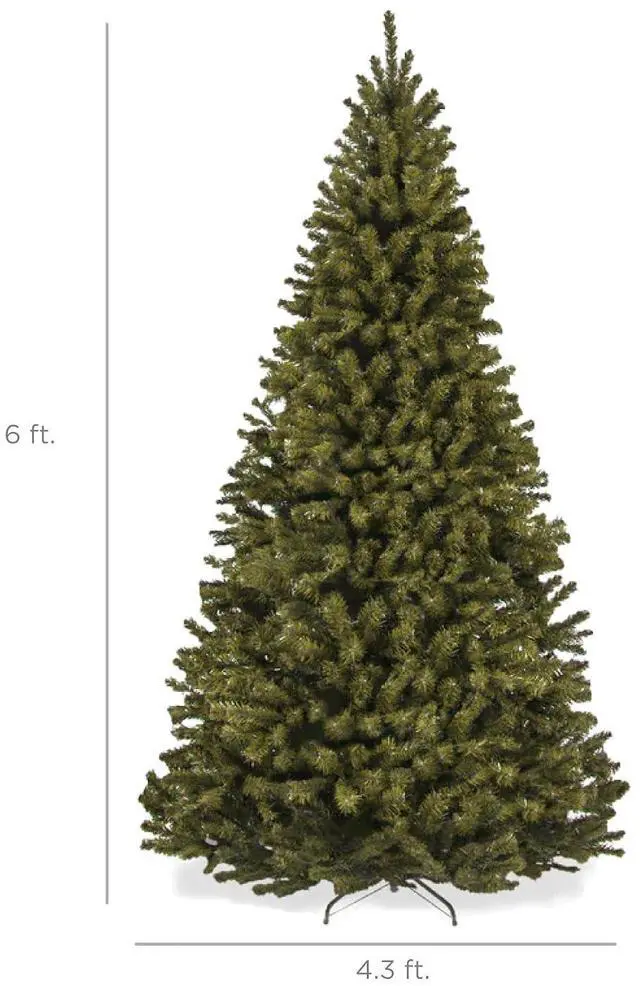Alt view image 2 of 7 - Artificial Christmas Tree, 6ft Premium Unlit Realistic Spruce Holiday Décor w/Dense Branches, Easy Assembly, Metal Base