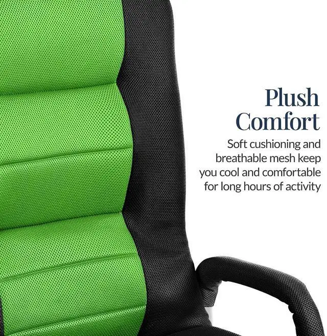 Alt view image 5 of 7 - Swivel Gaming Chair 360 Degree Multipurpose Floor Chair Rocker for TV, Reading, Playing Video Games w/Lumbar Support, Armrest Handles, Adjustable Foldable Backrest - Black/Green