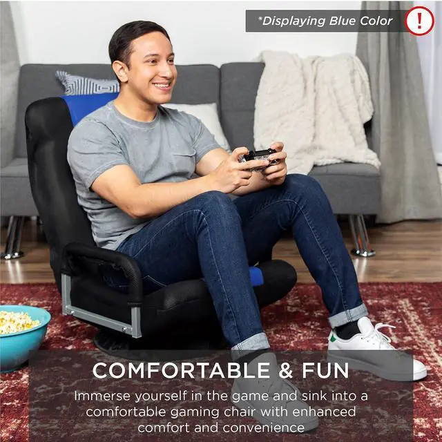 Alt view image 7 of 7 - Swivel Gaming Chair 360 Degree Multipurpose Floor Chair Rocker for TV, Reading, Playing Video Games w/Lumbar Support, Armrest Handles, Adjustable Foldable Backrest - Gray/White