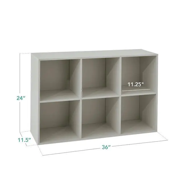 Alt view image 2 of 7 - Best Choice Products Kids Bookcase 6-Cube Storage Organizer, 11in Shelf Opening, Bookshelf, Toy Storage, Customizable w/ 3 Removable Back Panels Gray
