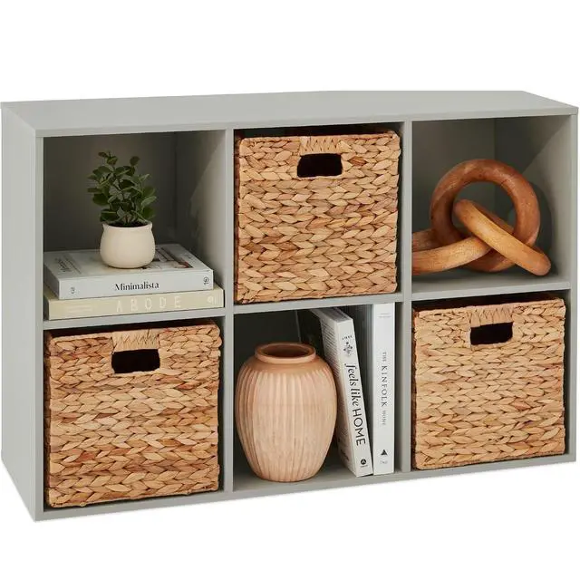 Main image of Best Choice Products Kids Bookcase 6-Cube Storage Organizer, 11in Shelf Opening, Bookshelf, Toy Storage, Customizable w/ 3 Removable Back Panels Gray