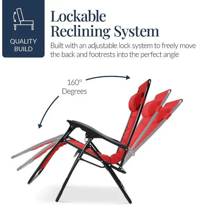 Alt view image 7 of 7 - Oversized Padded Zero Gravity Chair, Folding Outdoor Patio Recliner, XL Anti Gravity Lounger for Backyard w/Headrest, Cup Holder, Side Tray, Polyester Mesh - Crimson Red