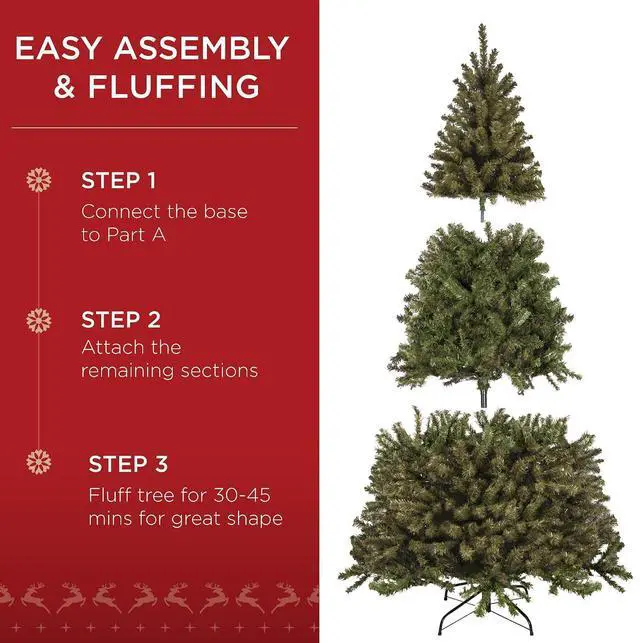 Alt view image 5 of 7 - Artificial Christmas Tree, 6ft Premium Unlit Realistic Spruce Holiday Décor w/Dense Branches, Easy Assembly, Metal Base