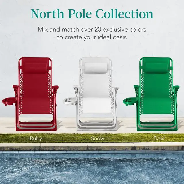 Alt view image 7 of 7 - Adjustable Zero Gravity Chair, Monochromatic Color Folding Patio Recliner w/Side Tray, Headrest - Ruby