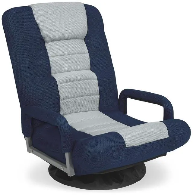 Main image of Swivel Gaming Chair 360 Degree Multipurpose Floor Chair Rocker for TV, Reading, Playing Video Games w/Lumbar Support, Armrest Handles, Adjustable Foldable Backrest - Blue/Gray