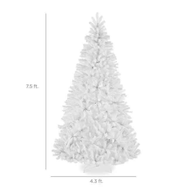 Alt view image 2 of 7 - Artificial Christmas Tree, 7.5ft Premium Unlit Realistic Spruce Holiday Décor w/Dense Branches, Metal Base White Spruce