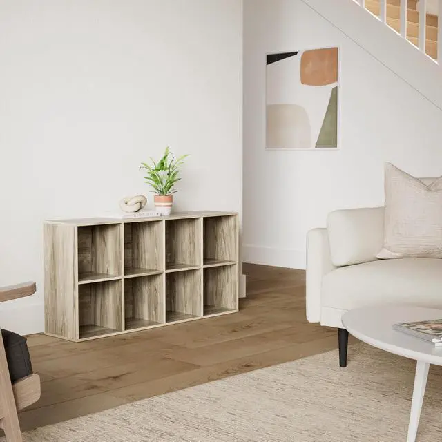 Alt view image 2 of 7 - 8-Cube Storage Organizer, 11in Shelf Opening, Bookcase, Display Shelf, Customizable w/ 3 Removable Back Panels Greige