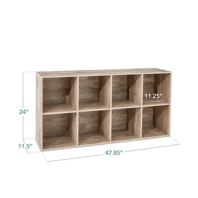 Alt view image 3 of 7 - 8-Cube Storage Organizer, 11in Shelf Opening, Bookcase, Display Shelf, Customizable w/ 3 Removable Back Panels Greige