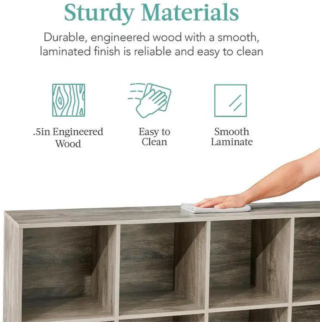 Alt view image 7 of 7 - 8-Cube Storage Organizer, 11in Shelf Opening, Bookcase, Display Shelf, Customizable w/ 3 Removable Back Panels Greige
