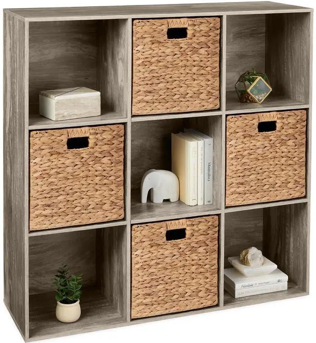 Main image of Best Choice Products 9-Cube Storage Organizer, 13.5in Shelf Opening, Bookcase, Display Shelf, Customizable w/ 3 Removable Back Panels Greige