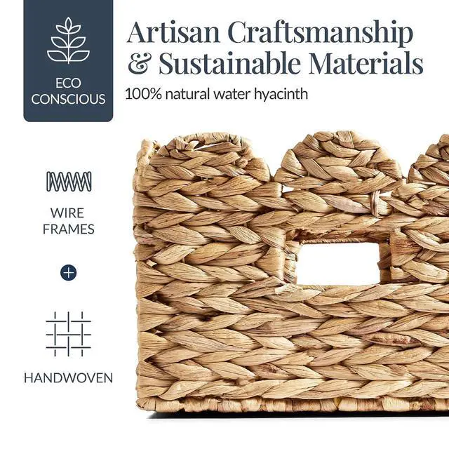 Alt view image 4 of 7 - 16x12 Scalloped Shelf Baskets, Woven Storage Bins, Storage Organizers for Pantry, Living Room, Bedroom, Nursery & Laundry, 2 Pack - Natural