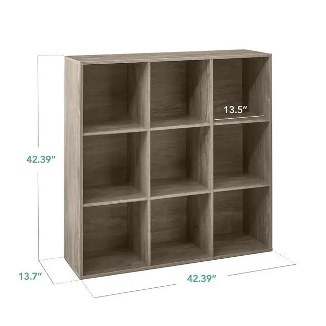 Alt view image 2 of 7 - Best Choice Products 9-Cube Storage Organizer, 13.5in Shelf Opening, Bookcase, Display Shelf, Customizable w/ 3 Removable Back Panels Greige