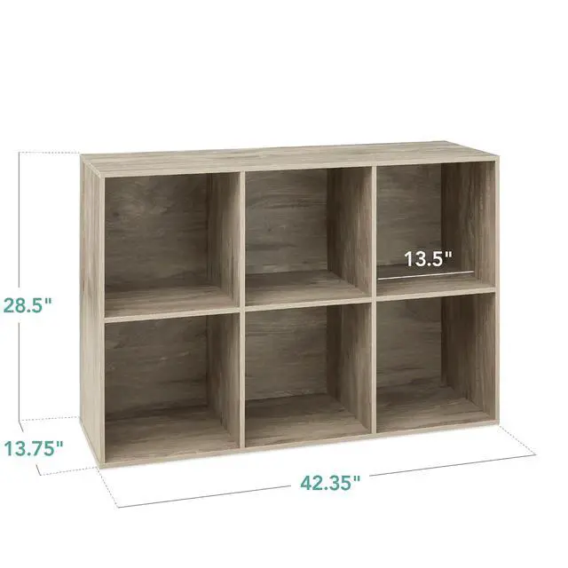 Alt view image 2 of 7 - Best Choice Products 6-Cube Storage Organizer, 13.5in Shelf Opening, Bookcase, Display Shelf, Customizable w/ 3 Removable Back Panels Greige