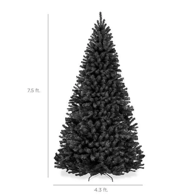 Alt view image 2 of 7 - Artificial Christmas Tree, 7.5ft Premium Unlit Realistic Spruce Holiday Décor w/Dense Branches, Metal Base Black Spruce