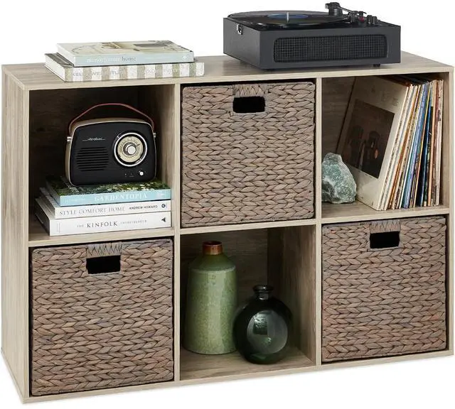 Main image of Best Choice Products 6-Cube Storage Organizer, 13.5in Shelf Opening, Bookcase, Display Shelf, Customizable w/ 3 Removable Back Panels Greige