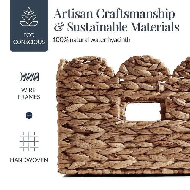 Alt view image 4 of 7 - 16x12 Scalloped Shelf Baskets, Woven Storage Bins, Storage Organizers for Pantry, Living Room, Bedroom, Nursery & Laundry, 2 Pack - Chestnut