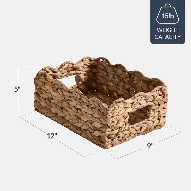 Alt view image 2 of 7 - 9x12 Scalloped Shelf Baskets, Woven Storage Bins, Storage Organizers for Pantry, Living Room, Bedroom, Nursery & Laundry, 4 Pack - Chestnut