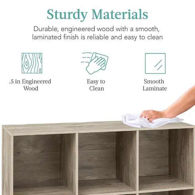 Alt view image 6 of 7 - Best Choice Products 6-Cube Storage Organizer, 13.5in Shelf Opening, Bookcase, Display Shelf, Customizable w/ 3 Removable Back Panels Greige