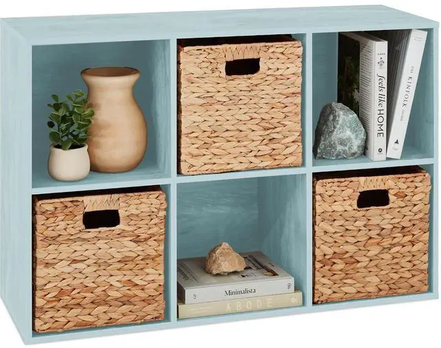 Main image of Best Choice Products Kids Bookcase 6-Cube Storage Organizer, 13.5in Shelf Opening, Bookshelf, Toy Storage, Customizable w/ 3 Removable Back Panels Light Blue