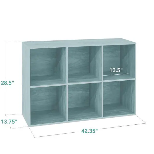 Alt view image 2 of 7 - Best Choice Products Kids Bookcase 6-Cube Storage Organizer, 13.5in Shelf Opening, Bookshelf, Toy Storage, Customizable w/ 3 Removable Back Panels Light Blue