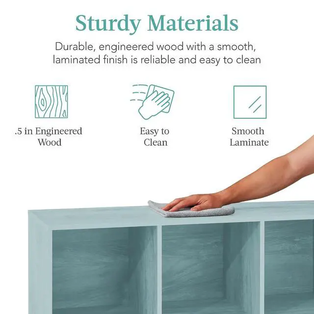 Alt view image 6 of 7 - Best Choice Products Kids Bookcase 6-Cube Storage Organizer, 13.5in Shelf Opening, Bookshelf, Toy Storage, Customizable w/ 3 Removable Back Panels Light Blue