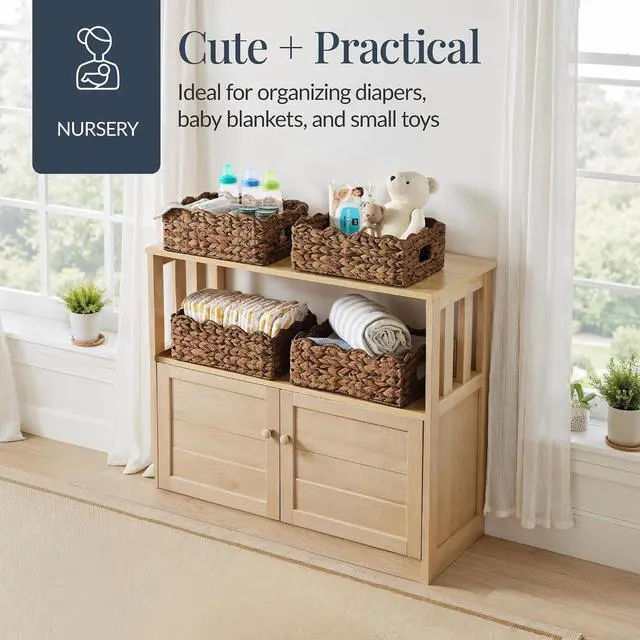 Alt view image 6 of 7 - 9x12 Scalloped Shelf Baskets, Woven Storage Bins, Storage Organizers for Pantry, Living Room, Bedroom, Nursery & Laundry, 4 Pack - Chestnut