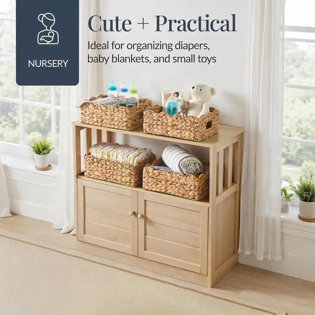 Alt view image 6 of 7 - 9x12 Scalloped Shelf Baskets, Woven Storage Bins, Storage Organizers for Pantry, Living Room, Bedroom, Nursery & Laundry, 4 Pack - Natural