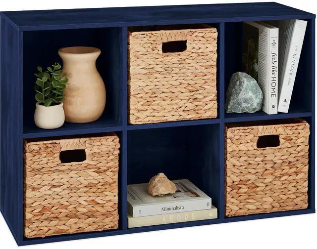 Main image of Best Choice Products Kids Bookcase 6-Cube Storage Organizer, 13.5in Shelf Opening, Bookshelf, Toy Storage, Customizable w/ 3 Removable Back Panels Navy