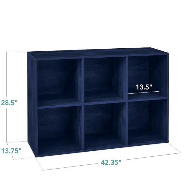 Alt view image 2 of 7 - Best Choice Products Kids Bookcase 6-Cube Storage Organizer, 13.5in Shelf Opening, Bookshelf, Toy Storage, Customizable w/ 3 Removable Back Panels Navy