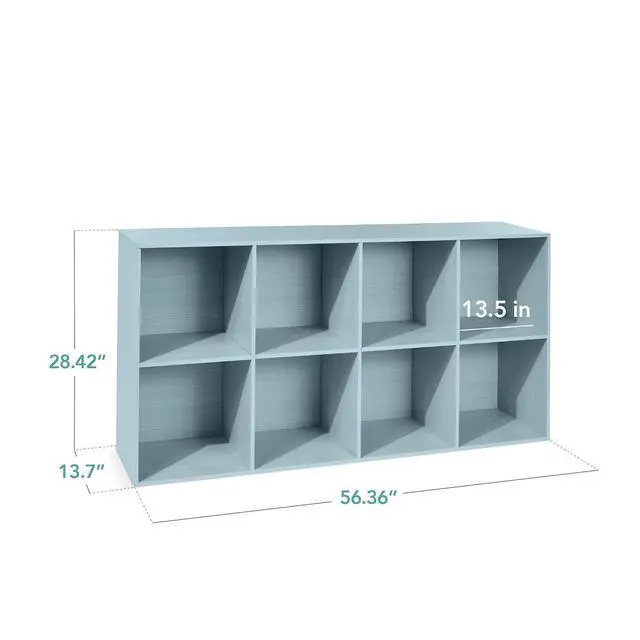 Alt view image 2 of 7 - Best Choice Products Kids Bookcase 8-Cube Storage Organizer, 13.5in Shelf Opening, Bookshelf, Toy Storage, Customizable w/ 3 Removable Back Panels Light Blue