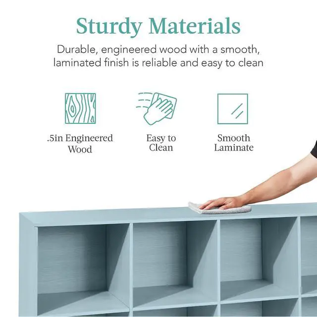 Alt view image 6 of 7 - Best Choice Products Kids Bookcase 8-Cube Storage Organizer, 13.5in Shelf Opening, Bookshelf, Toy Storage, Customizable w/ 3 Removable Back Panels Light Blue