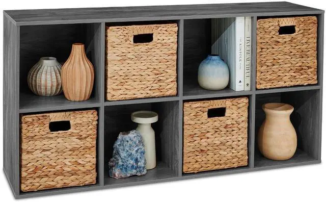 Main image of Best Choice Products 8-Cube Storage Organizer, 13.5in Shelf Opening, Bookcase, Display Shelf, Customizable w/ 2 Removable Back Panels Dark Gray